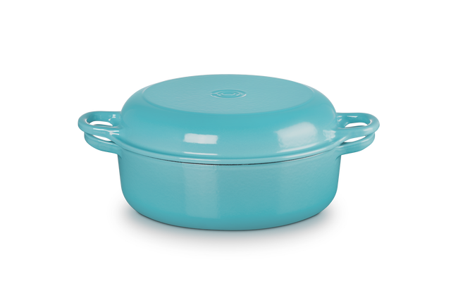 Le Creuset Cast Iron Classic Round Cocotte with Baker Lid 26cm TurquoiseTurquoise image number 1